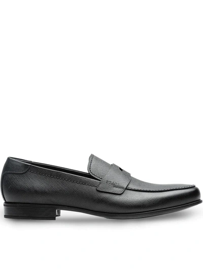 Prada Saffiano Classic Loafers In Black