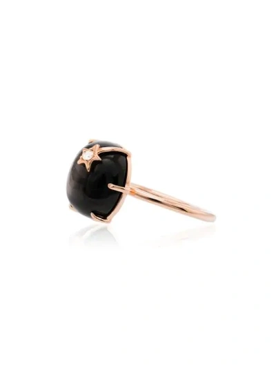 Andrea Fohrman 18k Rose Gold And Black Moon Stone Mini Quartz Diamond Ring