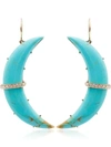 ANDREA FOHRMAN 14K YELLOW GOLD AND TURQUOISE CRESCENT DIAMOND EARRINGS