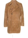 ROARGUNS ROARGUNS FRAYED DOUBLE BREASTED COAT - BROWN