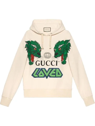 Gucci Cotton Sweatshirt With Tigers In Off White