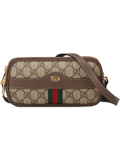 Gucci Mini Ophidia Gg Supreme Canvas Crossbody Bag In Beige