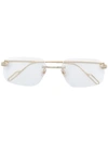 Cartier Rimless Square Shaped Glasses In White