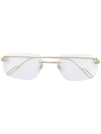 Cartier Rimless Square Shaped Glasses In White