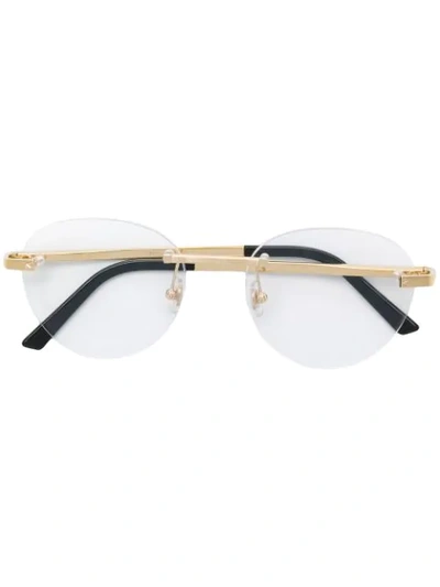 Cartier Rimless Round Shaped Glasses - 金色 In White