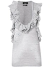 DSQUARED2 DSQUARED2 RUFFLE-TRIMMED TANK TOP - GREY