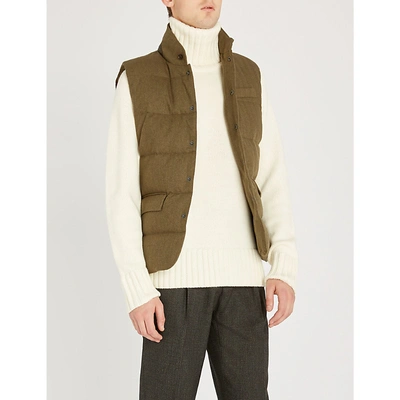 Polo Ralph Lauren Padded Wool Gilet In Olive