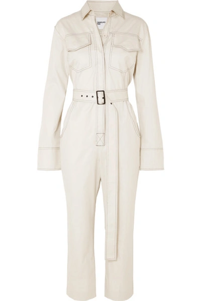 Orseund Iris Workwear Belted Cotton-gabardine Jumpsuit In Cream