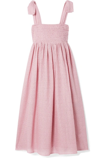 Marysia Sicily Pink Eyelet-embroidered Cotton Dress