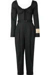 DOLCE & GABBANA LACE-UP PINSTRIPED WOOL-BLEND JUMPSUIT