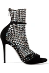 RENÉ CAOVILLA Crystal-embellished mesh and suede sandals