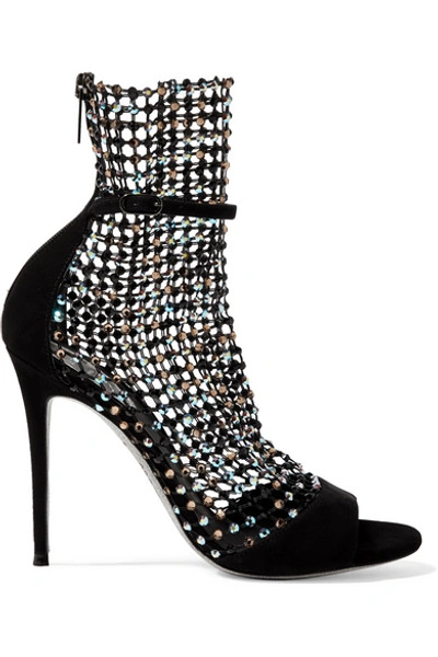René Caovilla Galaxia Mesh Strass Caged High-heel Sandals In Black