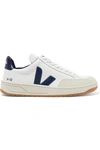 Veja V-12 Leather-trimmed Mesh And Nubuck Sneakers In White