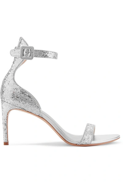Sophia Webster Nicole Glittered Leather Sandals In Silver