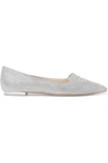 SOPHIA WEBSTER BUTTERFLY EMBROIDERED GLITTERED LEATHER POINT-TOE FLATS