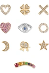 LOQUET SEND A KISS 18-KARAT YELLOW AND WHITE GOLD DIAMOND AND SAPPHIRE CHARMS
