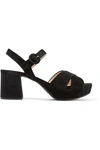 Prada Suede Platform Sandals In Black