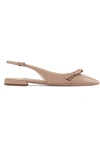 PRADA GLOSSED TEXTURED-LEATHER SLINGBACK FLATS