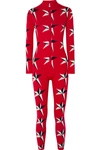 Perfect Moment Star Ii Intarsia Merino Wool Jumpsuit In Red