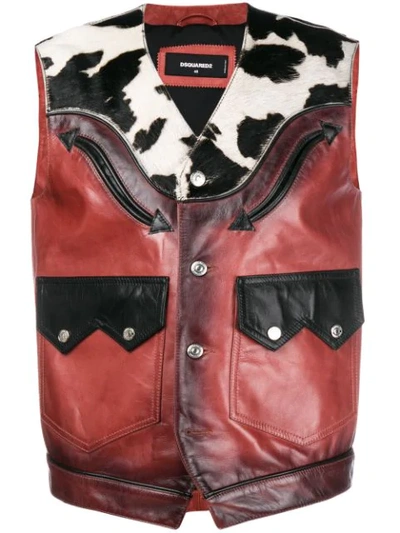 Dsquared2 Western Waistcoat In Red