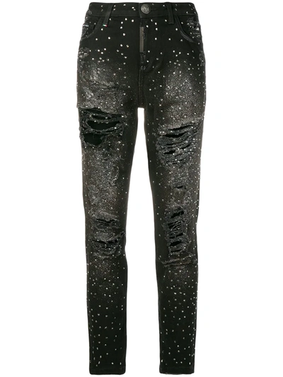 Philipp Plein Distressed Skinny Jeans - 黑色 In Black