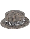 PORTS V PLAID LOGO FLAT FEDORA HAT