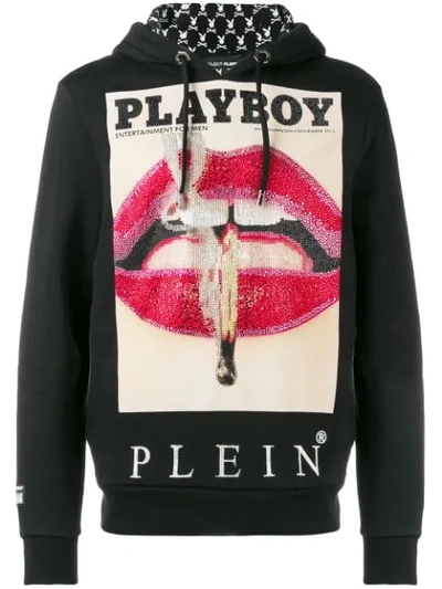 Philipp Plein Playboy Printed Hoodie In Black