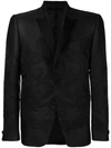 VERSACE VERSACE EMBROIDERED SINGLE-BREASTED BLAZER - BLACK