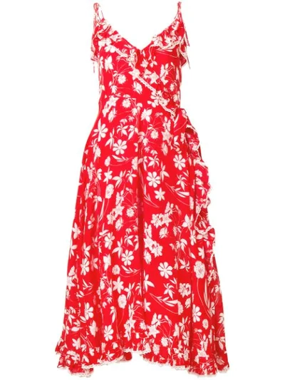 Athena Procopiou Farah Sl Floral Dress  - 红色 In Red And White