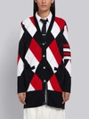 THOM BROWNE THOM BROWNE 4-BAR ARGYLE LONG V-NECK CARDIGAN,FKC224A0001413252952