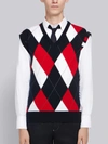 THOM BROWNE THOM BROWNE 4-BAR ARGYLE V-NECK PULLOVER VEST,MKV026A0001413253231