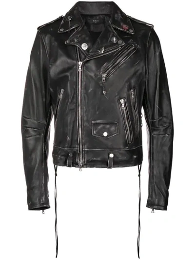 Amiri Black Leather Lightweight Biker Jacket