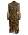 SALONI Isa Polka Dot Ruffle Midi Dress,1808-ISA