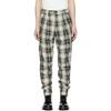 BILLY BILLY BLACK AND OFF-WHITE PLAID DOUBLE PLEATED TROUSERS