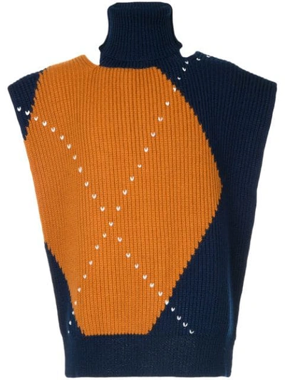 Raf Simons Colour-block Knitted Vest - 橘色 In Orange