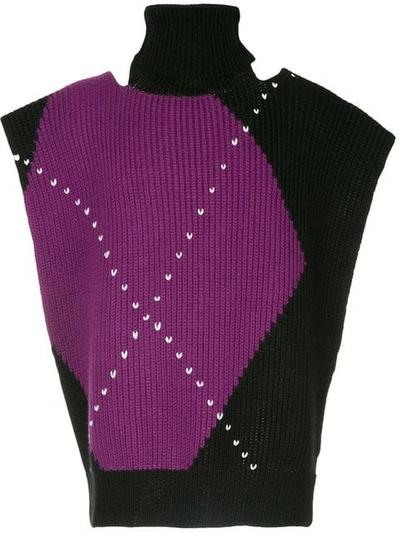 Raf Simons Colour-block Knitted Vest - 紫色 In Purple