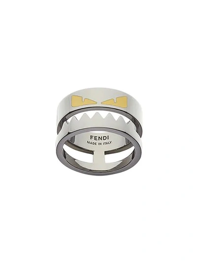 Fendi Enamelled Bag Bugs Ring In Silver