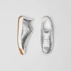 BURBERRY Perforated Logo Metallic Leather Sneakers