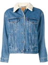 Levi's Faux Shearling Crop Denim Jacket In Blue