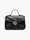 Gucci Gg Marmont Small Chevron Quilted Top-handle Bag With Chain Strap In Black