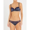 STELLA MCCARTNEY ELLE LEAPING PRINTED STRETCH-SATIN AND LACE BRA
