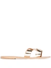 ANCIENT GREEK SANDALS ANCIENT GREEK SANDALS AGS DESMOS FLT LTHR XOVER SLIDE - 金色