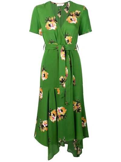 A.l.c Cora Short-sleeve Floral Silk Wrap Dress In Cactus Saffron