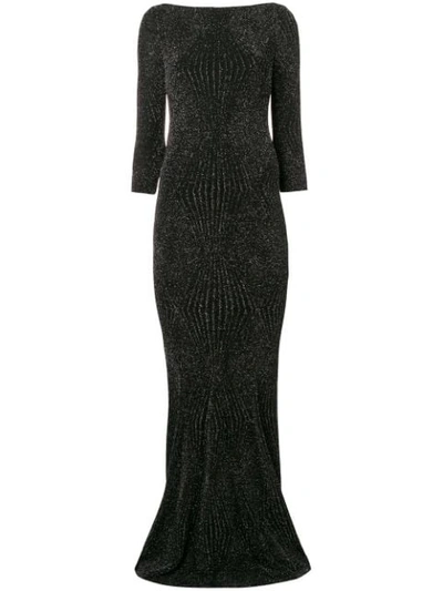 Talbot Runhof Lamé Fitted Gown In Black