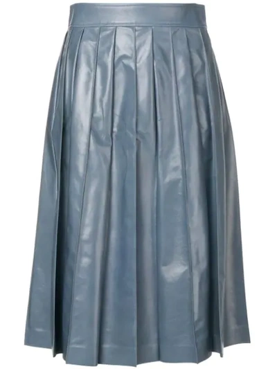 Bottega Veneta Shiny Vintage Lamb Skirt In Light Blue