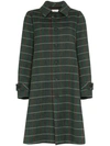 MATTHEW ADAMS DOLAN GREY, GREEN AND WHITE OPERA BACK CHECK WOOL COAT