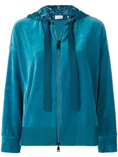 Moncler Zipped Hooded Sweatshirt - 蓝色 In Blue