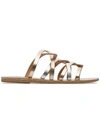 ANCIENT GREEK SANDALS ANCIENT GREEK SANDALS METALLIC GOLD AND SILVER DONOUSA LEATHER SANDALS - 金属色