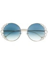 FENDI CRYSTAL EMBELLISHED ROUND FRAME SUNGLASSES