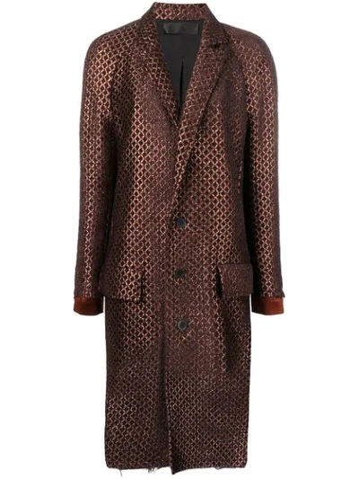 Haider Ackermann Jacquard Single-breasted Coat In Ivy Chocolate
